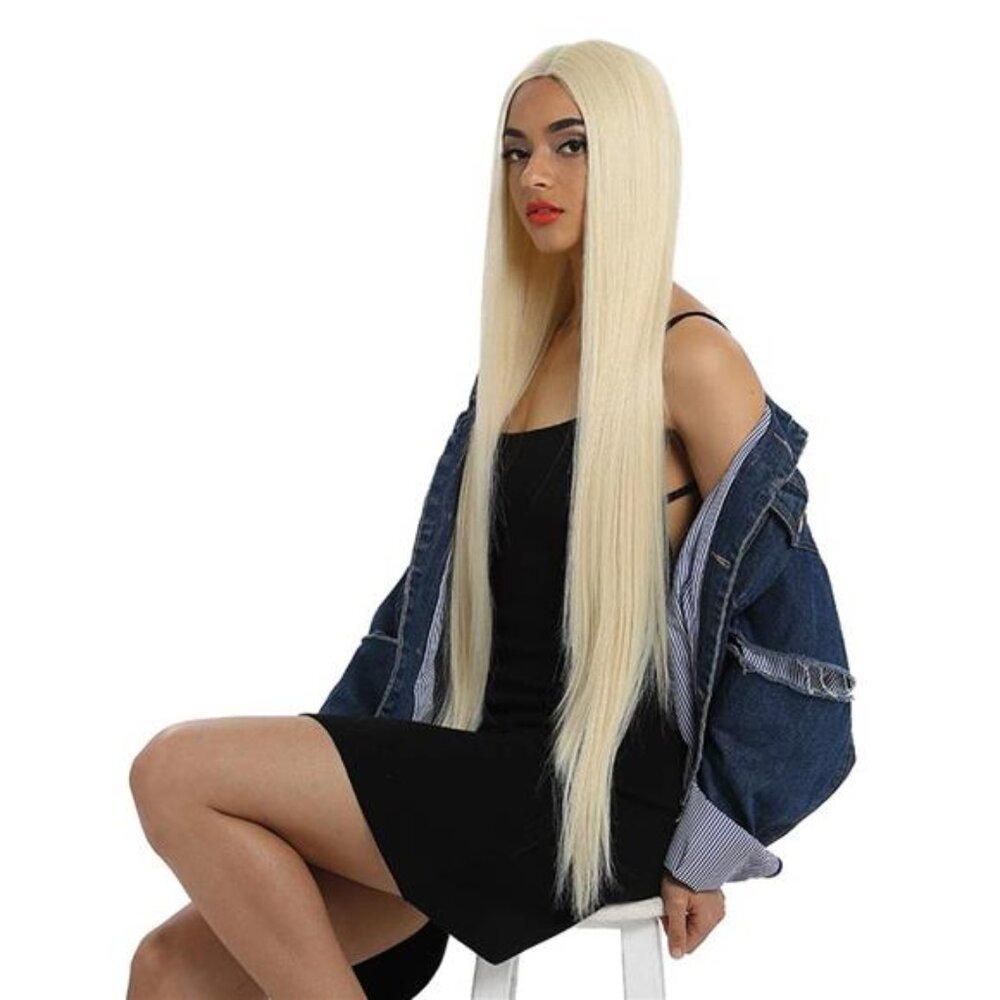 38" Super Long Straight Wigs Lace Front Wigs 6" Deeper Middle Part Lace Wig